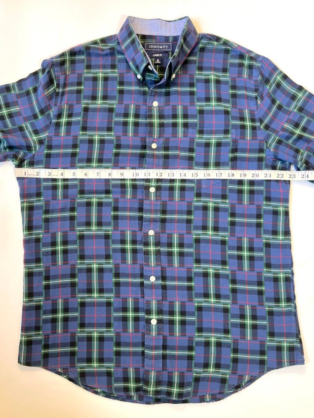 Crown & Ivy - Size M - Multi Tartan Plaid Cotton Long Sleeve Shirt - Blues - EUC - Picture 3 of 11
